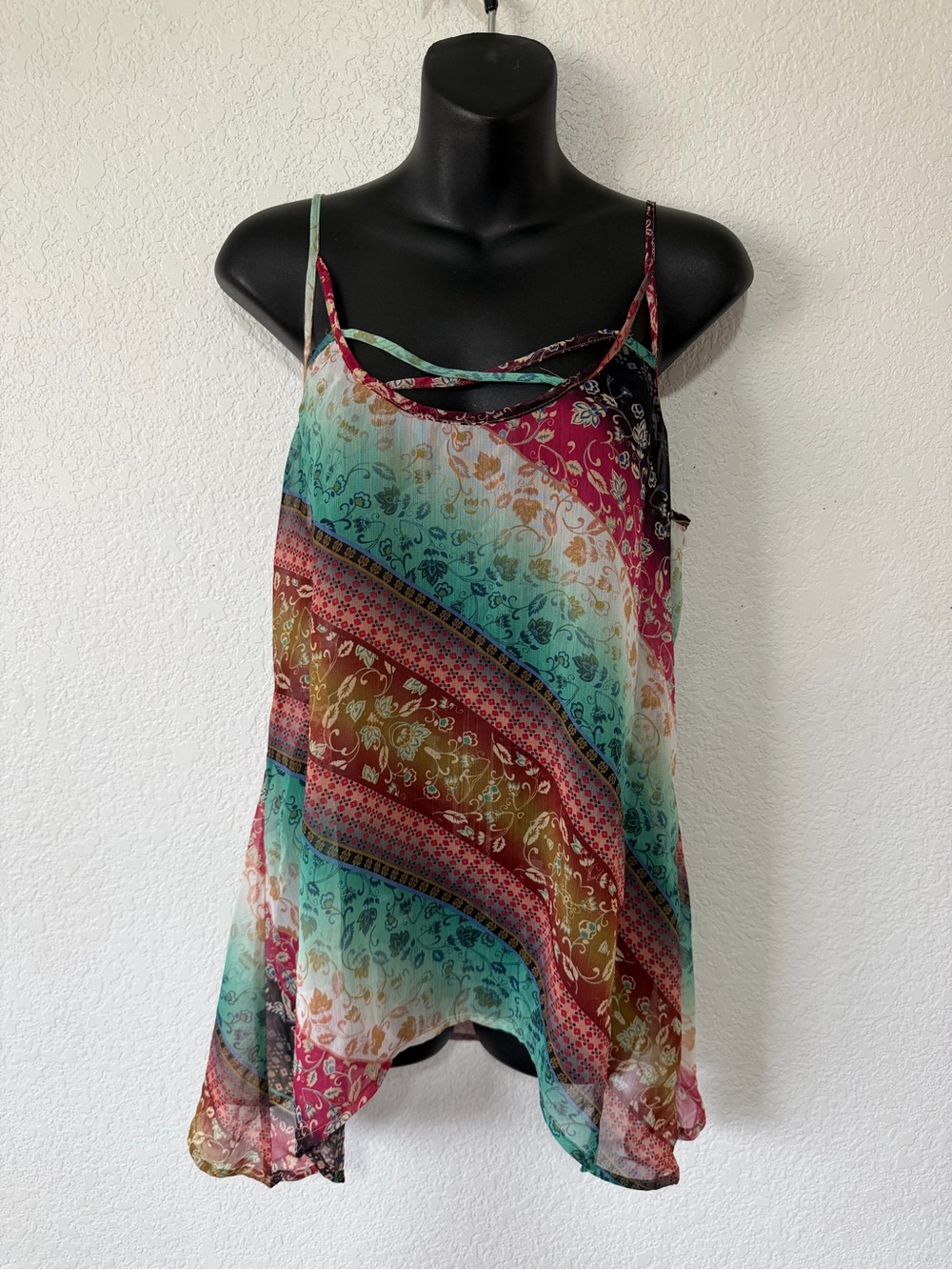 Maurices Multi-Color Strappy Chiffon Camisole